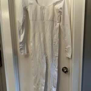 White Ribbed Scoop Neck long underwear